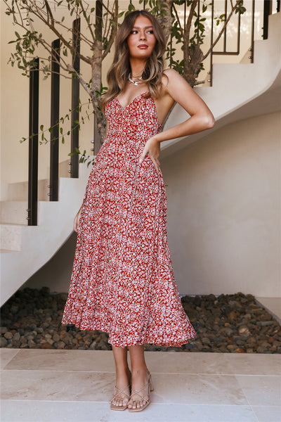 Sit Down Maxi Dress Rust