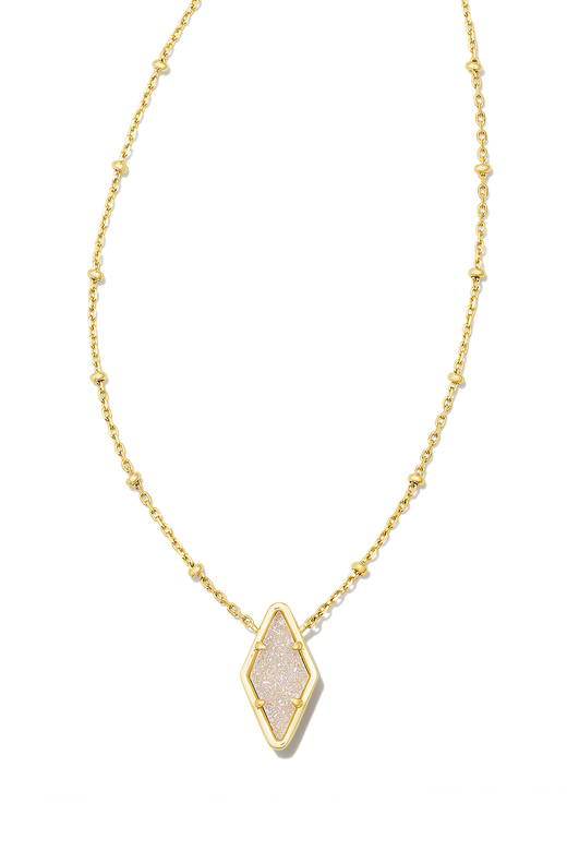 KENDRA SCOTT Kinsley Short Pendant Necklace Gold Iridescent Drusy