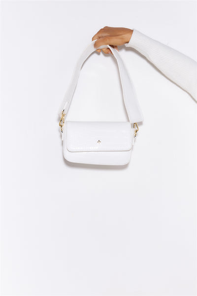 PETA + JAIN Stella Bag White Croc Gold