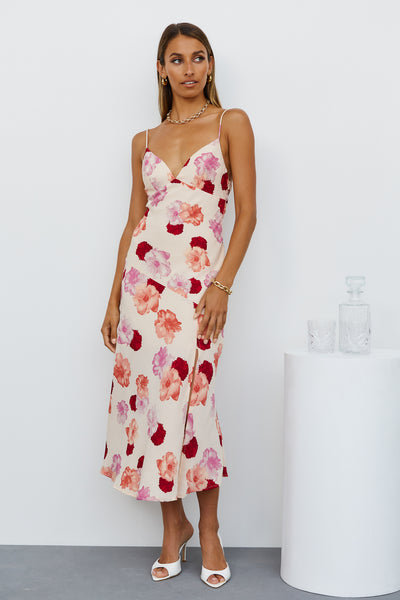 Calm It Down Midi Dress Rose