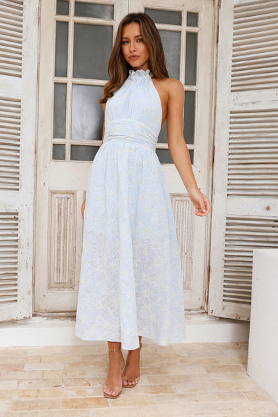 Sky High Hills Halter Maxi Dress Blue