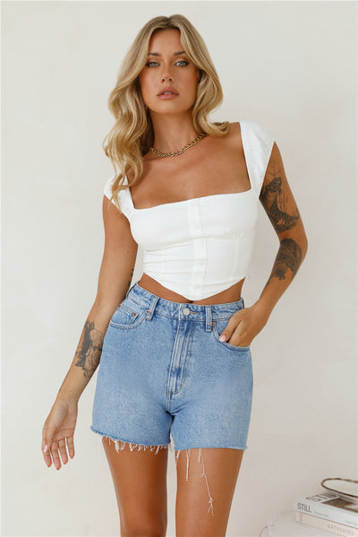 Mango Magic Crop Top White