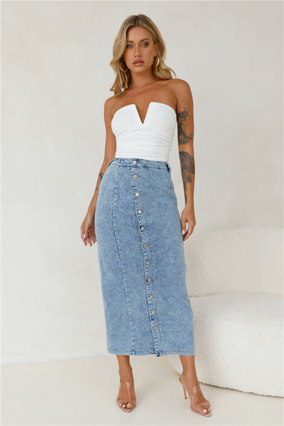 Yours Now Denim Midi Skirt Denim