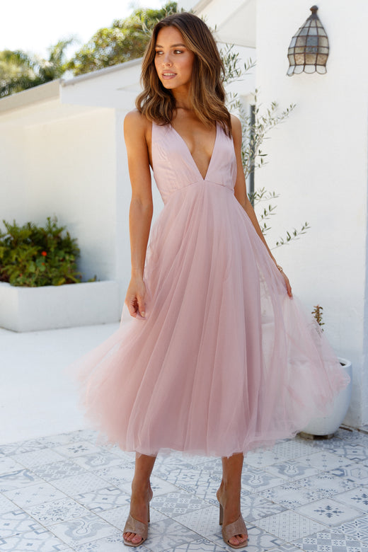 Kiss The Girl Midi Dress Blush