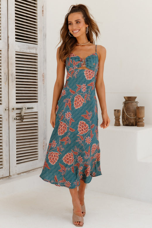 Cocktail Enthusiast Midi Dress Teal