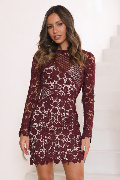 Glow Up Lace Mini Dress Plum