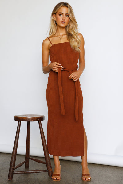 Ways I Loved You Knit Midi Dress Chocolate