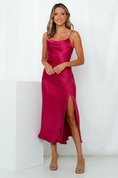 Wanted On The Dance Floor Midi Dress Fuchsia