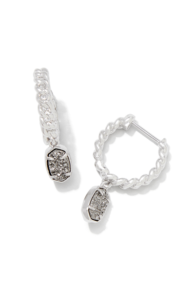 KENDRA SCOTT Emilie Silver Huggie Earrings Silver Platinum Drusy