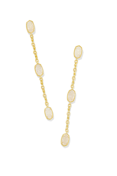 KENDRA SCOTT Emilie Gold Linear Earrings Gold Iridescent Drusy